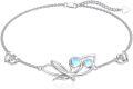 wholesale 925 Sterling Silver Moonstone Butterfly Adjustable Bracelet Gift for Women and Girls-0-0