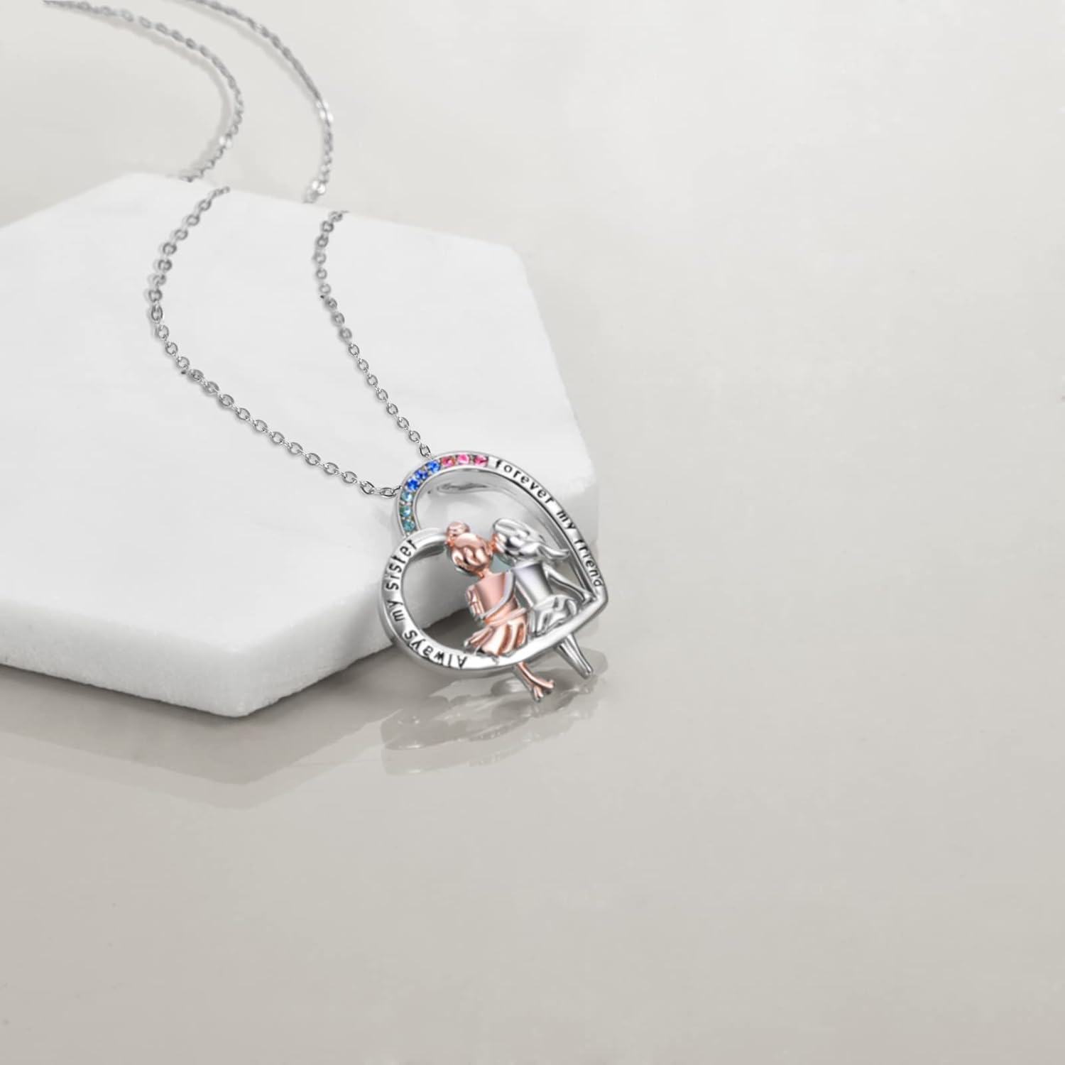 wholesale 925 Sterling Silver Metal Stone Sisters Necklace  for Sister-in-Law-0-3