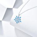 wholesale 925 Sterling Silver Blue Crystal Snowflake Pendant Necklace - Winter Fashion s for Her-0-2