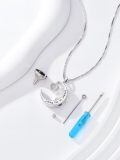 TOUPOP Sterling Silver Moon Ash Pendant Cat Cremation Jewelry Memorial Necklace-0-1