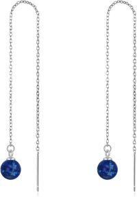 wholesale Sterling Silver Pearl Threader Earrings Long Tassel Drop Dangle-Lapis lazuli threader earrings