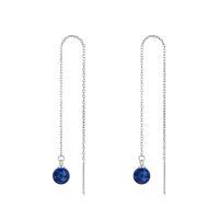 wholesale 925 Sterling Silver White Pearl Threader Drop Dangle Earrings for Women-Lapis lazuli threader earrings