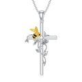 wholesale 925 Sterling Silver Platinum Plated Cross Pendant Necklace Heart Opal Lab Moissanite For Women-0-0