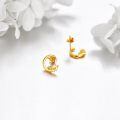 wholesale 14k Gold Red Enamel Hedgehog Crescent Moon Stud Earrings-0-4