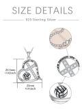 wholesale 925 Sterling Silver Engraved Volleyball Heart Cross Pendant Necklace for Women-0-5
