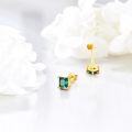 wholesale 14K Gold Princess Cut Emerald Stud Earrings for Women - Birthday & Christmas Gifts-0-4