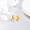 wholesale 14K Gold Moissanite Heart Stud Earrings - 2 Stones 3 mm Each-0-2