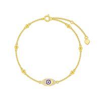 wholesale 14K Gold Evil Eye Bracelet with Cubic Zirconia and Beads - Adjustable Size (6-9)-Style 2