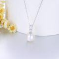 wholesale 10K Gold White Freshwater Cultured Pearl & Diamond Accent Pendant Necklace 17 Chain-0-2
