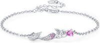 wholesale 925 Sterling Silver Pink Crystal Mermaid Turtle Charm Anklet/Anklet - Boho Beach s for Women & Girls-01-Mermaid（3-Pink CZ）