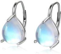 wholesale 925 Sterling Silver Leverback Teardrop Moonstone Drop Dangle Earrings 3cm Long-B-Moonstone Leverback Earrings