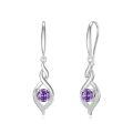 wholesale 925 Sterling Silver Earrings With Purple Crystal And Zircon Accents-0-0