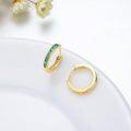 wholesale 14K Gold Emerald Hoop Earrings - 3 Row Green Gemstone Jewelry for Women (Hinged)-0-2