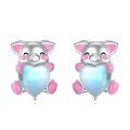 wholesale 925 Sterling Silver Pig Heart Stud Earrings  for Girls and Women-0-0