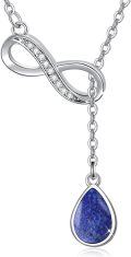 wholesale 925 Sterling Silver Lapis Lazuli CZ Infinity Drop Pendant Necklace-0-0