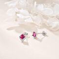 wholesale  Sterling Silver Cubic Zirconia Crystal Birthstone Stud Earrings - July Ruby Red, 7.8mm, Hypoallergenic (60字符)-0-2