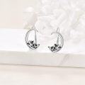 wholesale TOUPOP Moon Animals Leverback Earring For Women Sterling Silver Dangle Drop Hoop Earrings For Women Birthday Anniversary Christmas -0-1
