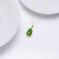 wholesale 14K Gold Green Jade Tear Drop Pendant Necklace - 16 Chain-0-3