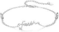 wholesale 925 Sterling Silver Faith Chain Link Anklet - Simple Religious Adjustable  for Women & Girls-Silver