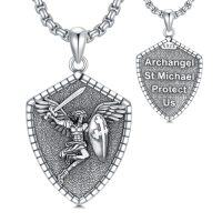 wholesale Saint Patron Necklace For Men Women 925 Sterling Silver St Medal Protection Necklace Catholic Religious Amulet Gifts For Christmas Birthday Father Son Brother Husband -style_name:Saint Michael V