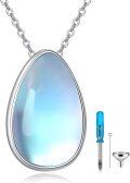 wholesale 925 Sterling Silver Moonstone Tear Drop Hourglass Cremation Jewelry Keepsake Urn Necklace-0-0