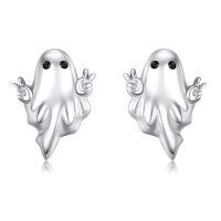 wholesale 925 Sterling Silver Ghost Stud Earrings - Halloween  for Women-Halloween Earrings-ghost