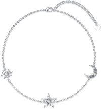 wholesale 925 Sterling Silver Lab Grown Diamond Sun Moon Star Bracelet for Women, Hypoallergenic, 8+6 Chain, Gift for Her, Mom, Wife, Girlfriend-Sun Moon Star