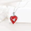 wholesale 925 Sterling Silver Red Enamel Heart & Card Pendant Necklace for Women-0-2