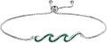 wholesale 925 Sterling Silver Green Stone Wave Adjustable Bracelet for Women - Ocean Inspired Beach Gift Idea-0-0