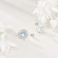 wholesale Sterling Silver & Moonstone Sunflower Earrings – Fashionable, Hypoallergenic, Lightweight Gift for Women-0-3