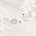 wholesale 925 Sterling Silver Blue Moonstone Daisy Flower Stud Earrings For Women-0-3