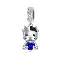 wholesale 925 Sterling Silver Cute Cow Charm With Heart Crystal-0-33