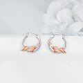 wholesale 925 Sterling Silver Rose Gold Plated Fox Shape Hoop Earrings with Cubic Zirconia Accents-0-2