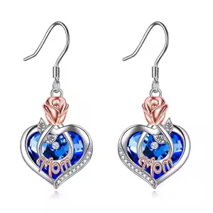 09 Sep-Mom Earrings with Heart Crystal