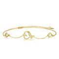 TOUPOP 14k Gold Heart Anklet for Women, 8''+1''+1''-0-0