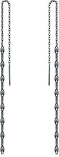 wholesale S925 Sterling Silver Black Threader Tassel Drop Earrings, 130mm Lightweight Gift for Her-0-0