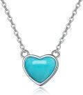wholesale 925 Sterling Silver Larimar Heart Pendant Necklace with 18+2 Chain - Birthdays Gifts for Her-0-0