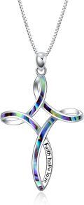 wholesale 925 Sterling Silver Turquoise and White Opal Celtic Cross Pendant Necklace for Women-0-5