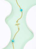 TOUPOP 14K Gold & Stone Cross Heart Ankle Bracelets for Women-0-1