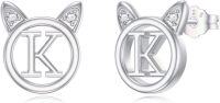 wholesale 14K Gold Plated Sterling Silver 0 06cttw Natural Diamond Initial Stud Earrings A Z-K