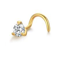 wholesale 14k Yellow Gold Nose Rings Wholesale With Clear Cz Stone-04 April