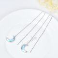 wholesale 925 Sterling Silver Blue Opal Crescent Moon Threader Dangle Earrings-0-3