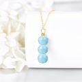 wholesale 14K Gold Turquoise Stone Round Beads 14K Gold  Chain Pendant Necklaces for Women Gifts-0-19