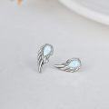 wholesale 925 Sterling Silver White Fire Opal Wing Stud Earrings for Women Girls Angels' Wings Design Minimalist Fine -0-1