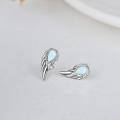 wholesale 925 Sterling Silver White Fire Opal Wing Stud Earrings for Women Girls Angels' Wings Design Minimalist Fine -0-1