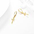 wholesale 14K Gold Cross with Diamond Studs 14K Leverback Earring Gift for Her-0-2