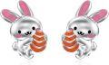 wholesale 925 Sterling Silver Easter Bunny Rabbit Egg Stud Earrings for Girls and Women Gift Ideas-0-0