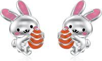 wholesale 925 Sterling Silver Easter Bunny Rabbit Egg Stud Earrings for Girls and Women Gift Ideas-Bunny B