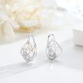 wholesale 925 Sterling Silver Tree of Life Huggie Hoop Earrings with Cubic Zirconia and Rose Gold Accents - Unique Gift Idea for Her-0-1