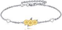 wholesale 925 Sterling Silver Sunflower Charm Anklet with Hearts and Leaves Beach Foot Chain  for Women-C-Sunflower